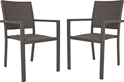 Produktbild von Gartenstuhl 2er Set LEIF - Kunststoff, Braun | Stapelstuhl Wetterfest Terrassenstuhl Outdoor Essstühle