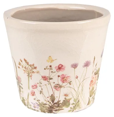 Produktbild von Clayre & Eef Blumentopf Ø 12x10 cm Rosa Beige Keramik Blumen