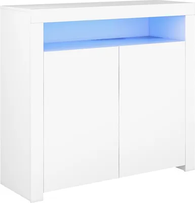 Image de Commode Sideboard BlancSéjour Sideboard Rangement Blanc Brillant avec Lumière LED