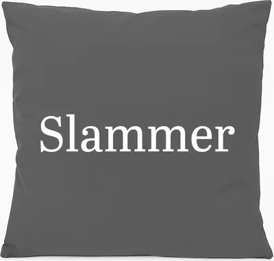 Produktbild von Huuraa Kissen Slammer Schriftzug 40x40cm mit Füllung Steel Grey Baumwolle Dekokissen Geschenkidee