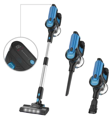 Produktbild von AIORBER Akku Staubsauger Kabellos 23 kPa mit LED Display, HEPA Filter, Softrolle, 50 Min, für Tierhaare & Hartboden, Blau