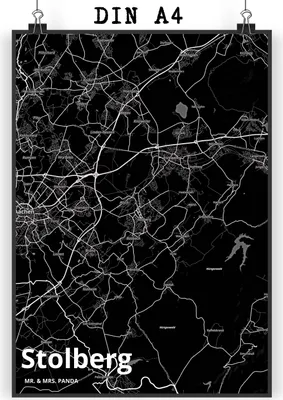 Produktbild von Mr. & Mrs. Panda Bild Stolberg DIN A4 - Geschenk, Kunstdruck, Wandbild, poster, Stadt, wanddeko, Dorf Karte Landkarte Map Stadtplan, drucke