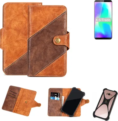 Produktbild von K-S-Trade Handy-Hülle Schutz-Hülle Bookstyle Case Wallet-Case kompatibel mit Cubot X19 Handy Cover Bumper Kantenschutz Smartphone dunkelbraun braun