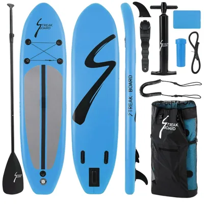 Imagen del producto de Tabla de paddle surf, construcción duradera, fácil de inflar, una sola capa de color azul