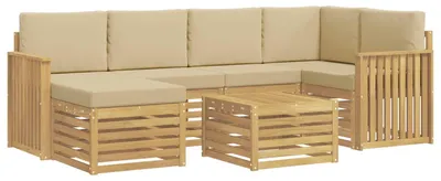 Immagine prodotto di Set di divani da esterno, 7 pezzi, colore beige, tessuto: poliestere