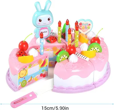 Produktbild von 37-teiliges DIY-Schneidspielzeug-Set für Geburtstagsparty, Kuchen, Rollenspiel, Küche, Lebensmittel, Spielzeug, Geschenk für Mädchen und Jungen