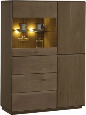 Produktbild von Vitrine Fazenda 16, Farbe: Dunkelbraun, Eiche teilmassiv – 135 x 99 x 41 cm (H x B x T)