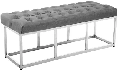 Zdjęcie produktu dla Ławka CLP Amun z obiciem z tkaniny i ramą ze stali nierdzewnej, kolor szary, szerokość 120 cm