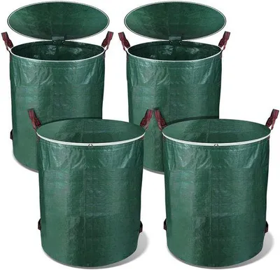 Produktbild von Verwahrungsbehälter mit Deckel - Set aus 4 272 Liter - falten Verwahrungsbehälter - Abfälle im Gartenbehälter - grüner Abfallbehälter - 76 x 67 cm - herstellbar - recycelbar - grün