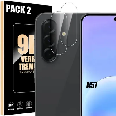 Image de 2 x Protection Caméra Verre Trempé pour Samsung Galaxy A57 5G - Antichoc Anti-Rayures Rigide