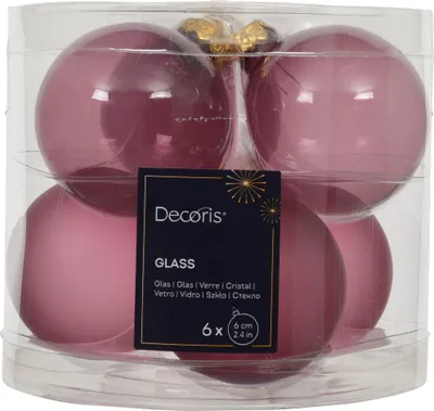 Produktbild von Weihnachtskugeln Glas 6cm x 6 Stück - Vintagerosa transparent