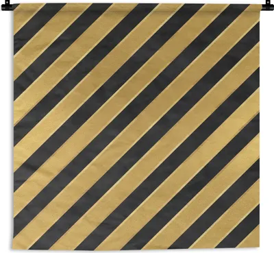 Produktbild von MuchoWow® Wandteppich Wandbehang Muster - Streifen - Gold - Schwarz 150x150 cm Tapisserie Dekoration Wandtuch - Wohnaccessoires - Modernes