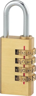 Image de Cadenas à combinaison 258, laiton, 4 chiffres, intérieur, anse acier, 28mm - THIRARD