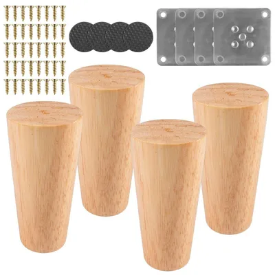 Produktbild von 4 Stück Holzfuß, 10 cm Durchmesser, runde Möbelbeine aus Holz