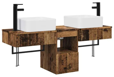 Productafbeelding van vidaXL Badkameraccessoireset, 3 stuks, gerecycled hout, houtvezel