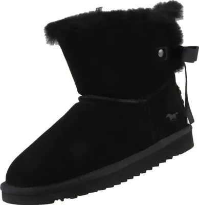 Produktbild von Mustang Damen Leder Stiefel Schwarz Lammfell, Schuhgröße:EUR 44