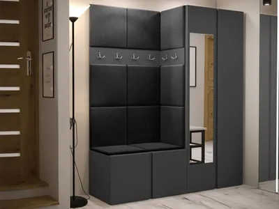 Obrázok produktu pre Stena do predsiene s čalúnenými panelmi 42x42 SELAND 10 - grafitová / čierna