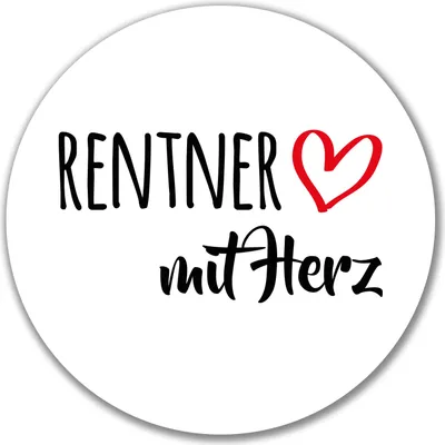 Produktbild von Huuraa Aufkleber Rentner mit Herz 10cm rund Sticker Geschenkidee