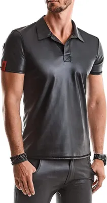 Produktbild von Regnes Fetish Planet Poloshirt RMRomano001 Herren Hemd mit Kragen Männer T-Shirt matt, schwarz, Gr. S