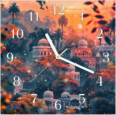 Produktbild von Wanduhr aus Glas mit Motiv Traumhafter Tempel- 30 x 30 cm - inkl. Aufhängesystem