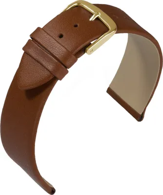 Produktbild von EULIT Uhrenarmband | Nappaleder, braun ohne Naht | Dornschließe S/G, Stegbreite:20mm, Schließe:Gelbgolden