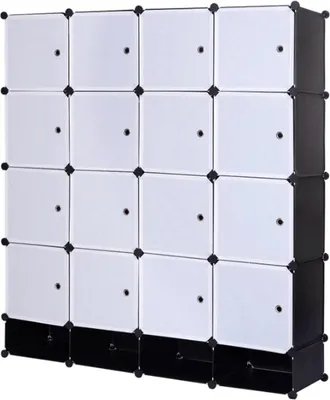 Produktbild von Aufbewahrungskleiderschrank – Faltbar – Garderobenschrank mit 2 Kleiderstangen – Organizer – 165x148x35 cm – Schwarz & Weiß