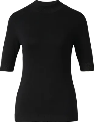 Produktbild von comma Feinstrick Pullover mit Stehkragen, halblangen Ärmeln, Rippbündchen und Glitzerdetails