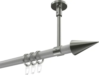 Produktbild von Interdeco Gardinenstange / Vorhangstange Weiß / Edelstahl-Optik, Typ Sonette Savio (Kegel) Deckenmontage, 20 mm Ø 1-läufig, 520 cm