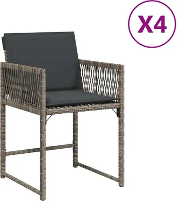 Produktbild von vidaXL Gartenstühle mit Kissen 4 Stk. Grau Poly Rattan