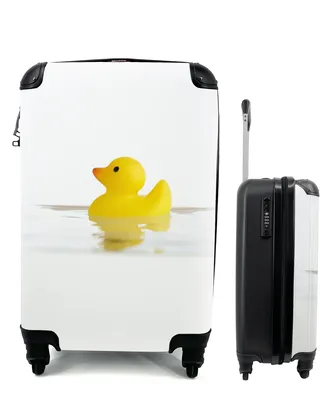 Produktbild von MuchoWow® Koffer Handgepäck Trolley Rollkoffer Kleine Reisekoffer mit 4 Rollen - Badeente schwimmt im Wasser - Cabin Size < 55x40x23 cm & 55x40x20 cm - Fotokoffer - Kabinenkoffer - Boardgepäck - Reise-Box - Reisekoffer - Reisegepäck - Koffer mit Bild - Trolley für Kinder