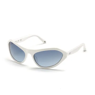 Immagine prodotto di Web - Occhiali da sole da donna WE0288- Forma a gatto, colore bianco, lenti blu sfumato,
