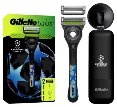 Obrázek produktu pro Holicí strojek Gillette Labs Champions League Edition  pouzdro/nástěnný držák, 2 čepelky