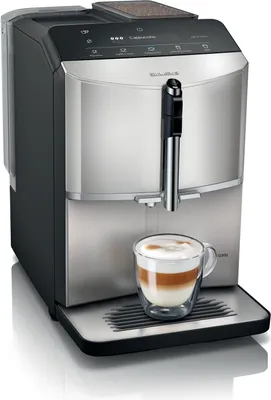 Produktbild von Siemens EQ.300 TF303E07, Espressomaschine, 1,4 l, Kaffeebohnen, Eingebautes Mahlwerk, 1300 W, Schwarz, Metallisch, Silber