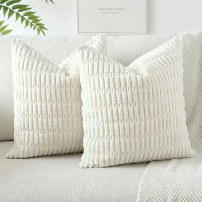 Productafbeelding van Kussensloopsets, corduroy, beige, 2 stuks, 60x60 cm