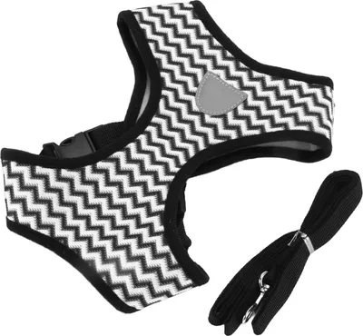 Obrázok produktu pre Postroj pre domáce zvieratá Reflexný postroj pre domáce zvieratá s trakčným lanom pre mačky a malé a stredné psy (biely S)
