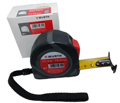 Produktbild von WÜRTH Taschenbandmaß 2K-PT18 5 m x 25 mm – Profi Rollbandmaß mit beidseitiger Skala