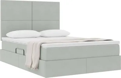 Produktbild von "Winter Sale" Aufbewahrungsbett mit Matratze Hellgrau 140 x 200cm Samt - clorisNeu557264 - Klassische BettenJugendbett Tagesbett
