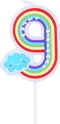 Immagine prodotto di Candela di compleanno con il numero "9" arcobaleno