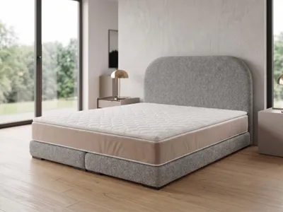 Produktbild von Polsterbett  LEON 1 mit Kopfteil, modernes gepolstertes Bett in 140 x 200 cm Farbe: Grau
