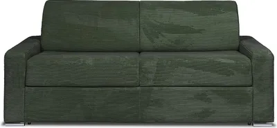 Produktbild von 4-Sitzer-Express-Schlafsofa in grünem Cord - Schlafbereich mit 160 cm breiten Latten - 22 cm Matratze mit Formgedächtnis - CALITO
