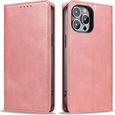 Produktbild von Handyhülle für Apple iPhone 14 Pro Kunstleder Flip Cover Hülle Handytasche Case Kartenfach Farbe: Rosa