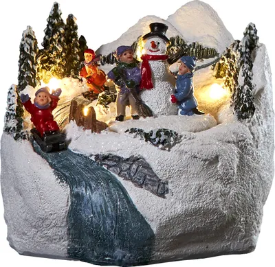 Produktbild von Weihnachtsszenerie Winterville mit Schneemann 4 LEDs B 12cm H 105cm