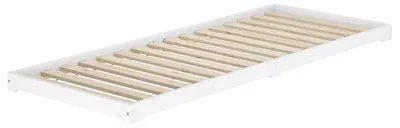 Produktbild von Weißes Flachbett extra niedriges Holzbett in Überlänge 90x220 Kiefer V-60.47W-09-220Rollrost inkl.