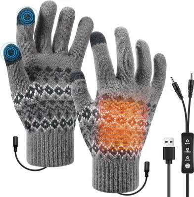 Produktbild von Beheizbare Handschuhe mit Schalter,3-stufige Temperatureinstellung, Grau