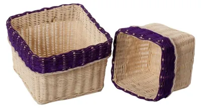 Productafbeelding van Vierkante mand van riet, set van 2, 22x22H15 cm (set van 3)