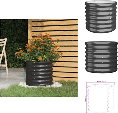 Produktbild von vidaXL Pflanzkübel Pulverbeschichteter Stahl 40x40x36 cm Anthrazit -  Blumentöpfe & Pflanzgefäße