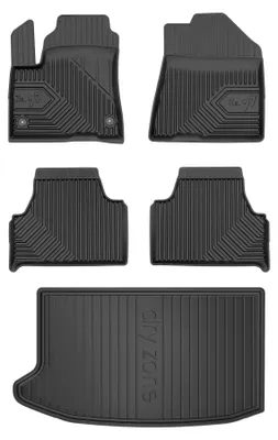 Zdjęcie produktu dla Dywaniki gumowe + mata bagażnika do Kia Soul EV II 2019-2024 (SUV/crossover, górny poziom podłogi) – czarne, dopasowane – Wielganizator