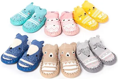 Obrázok produktu pre Detské ponožkové topánky, khaki, 13 cm, bavlna, protišmykové, v kreslenom štýle pre batoľatá, na prechádzky, hranie, lozenie
