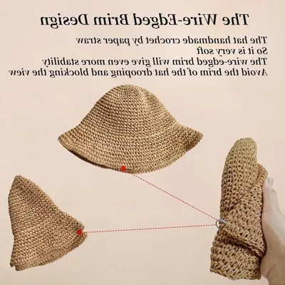 Faltbare Strandhat für Damen mit breiter Krempe - Ideal für Sommer, Urlaub und Sonnenschutz