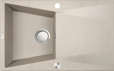 Zdjęcie produktu dla Laveo Grenada zlewozmywak granitowy 1-komorowy beżowy, 78x48 cm, ociekacz, odwracalny, automatyczny korek, Space Saving